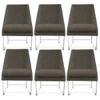 Kit 06 Cadeiras Ana Base De Ferro Prata Suede Marrom Rato D'classe Decor - 1