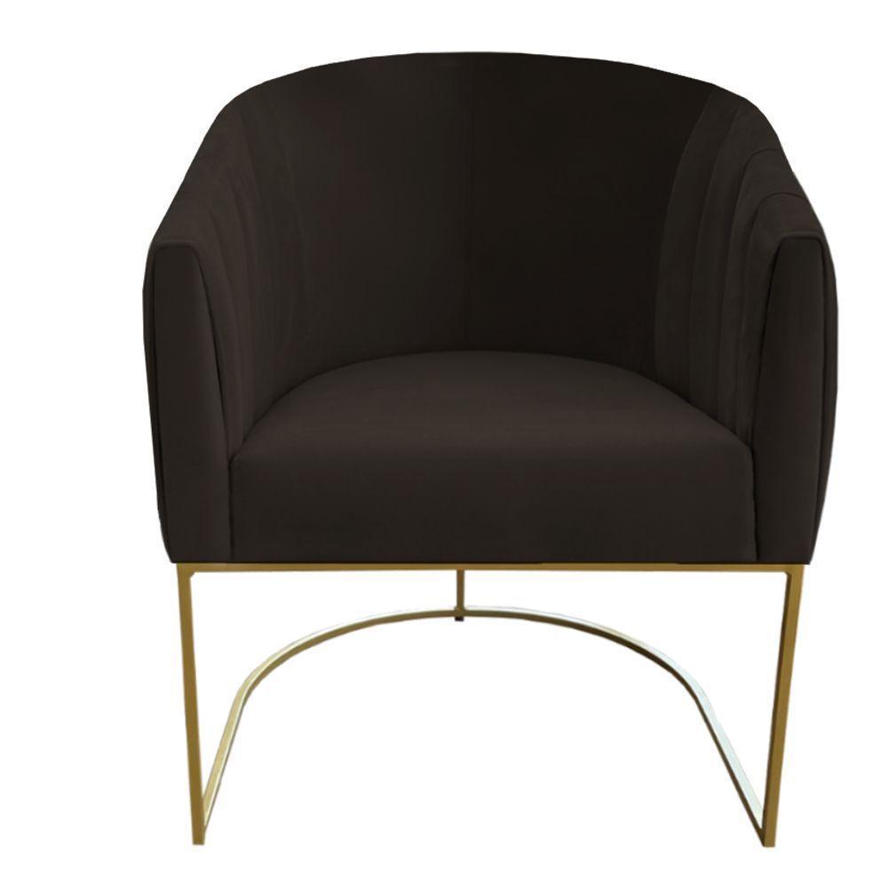 Kit 03 Poltrona Julia Com Base De Ferro Sala De Estar Escritório Recepção Clinica Suede Marrom D'classe Decor - 2