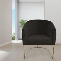 Kit 05 Poltrona Julia Com Base De Ferro Sala De Estar Escritório Recepção Clinica Suede Marrom D'classe Decor - 7