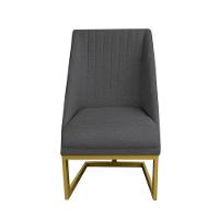 Kit 06 Cadeiras Para Sala De Jantar Ana Base De Ferro Linho Grafite D'classe Decor - 2