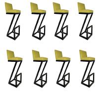 Kit 08 Banqueta Alta Z Base De Ferro Suede Amarelo D'classe Decor - 1