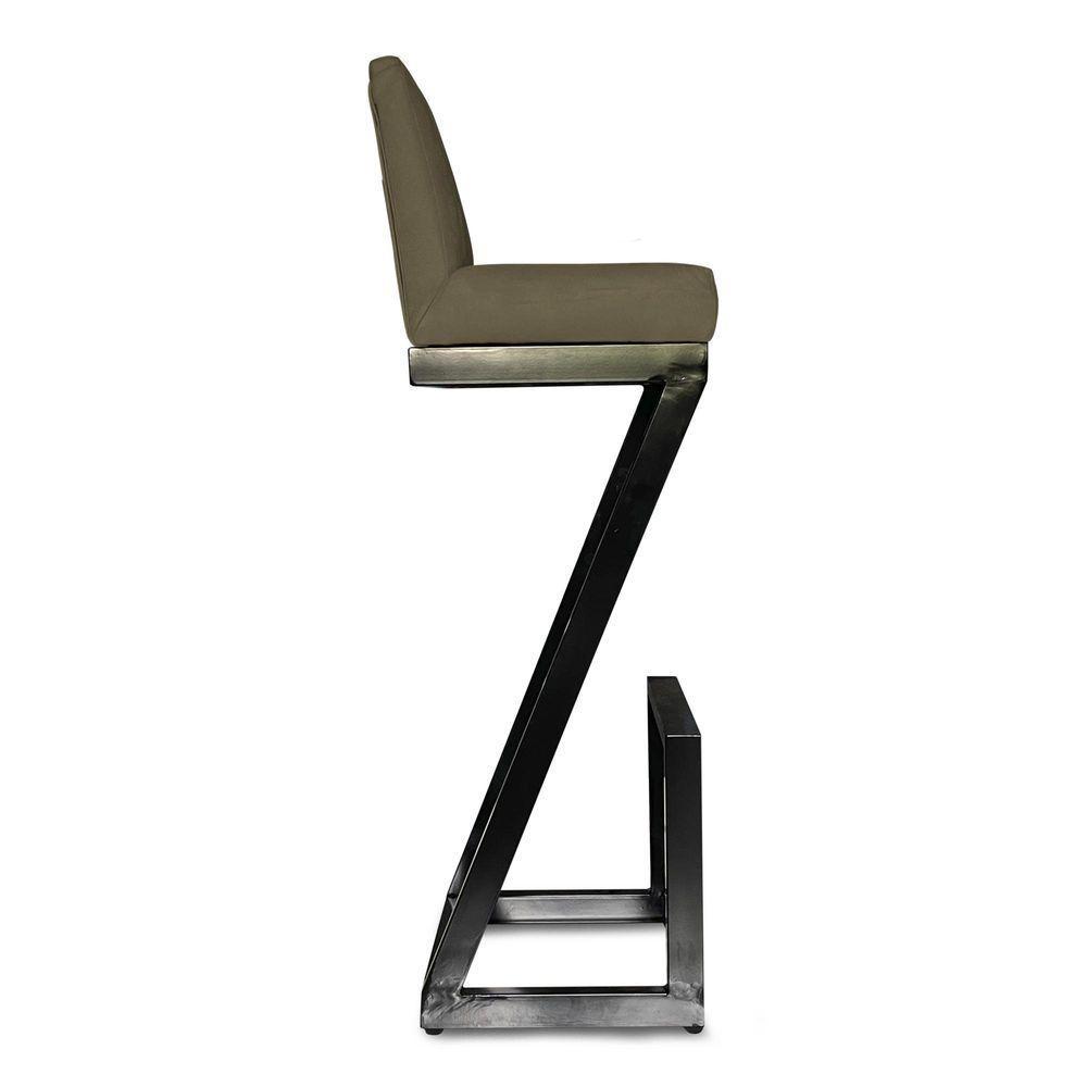 Kit 04 Banqueta Alta Z Base De Ferro Suede Marrom Rato D'classe Decor - 3