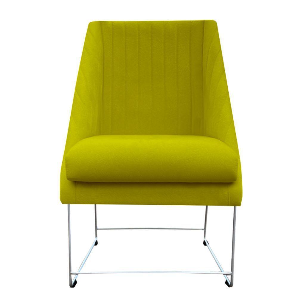 Kit 04 Cadeiras Ana Base De Ferro Prata Suede Amarelo D'classe Decor - 2