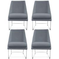 Kit 04 Cadeiras Ana Base De Ferro Prata Suede Bege D'classe Decor - 1