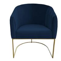 Kit 03 Poltrona Julia Com Base De Ferro Sala De Estar Escritório Recepção Clinica Suede Azul Marinho D'classe Decor - 2