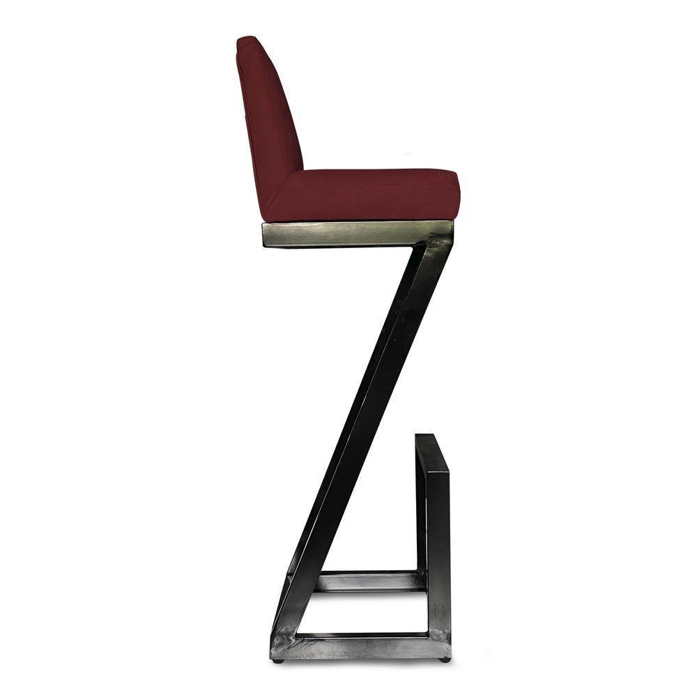 Kit 02 Banqueta Alta Z Base De Ferro Suede Marsala D'classe Decor - 3