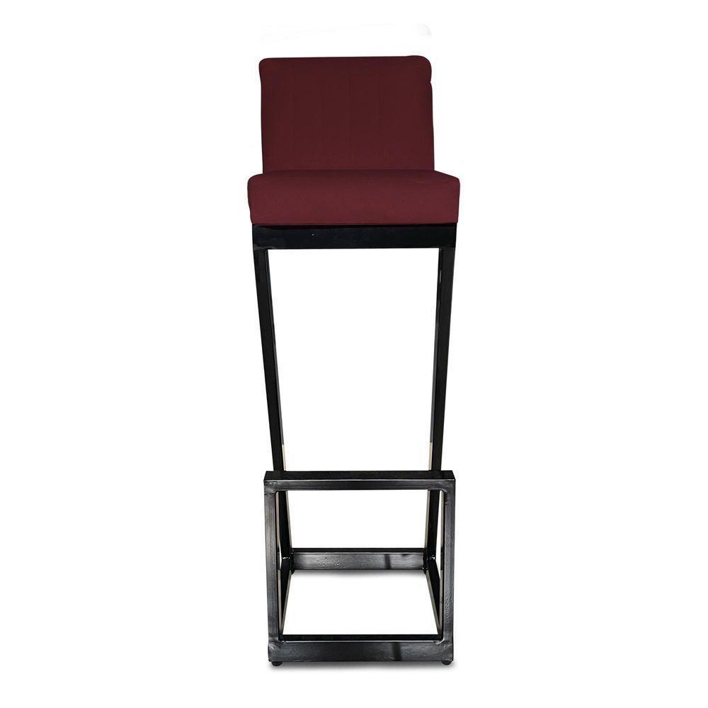 Banqueta Alta Z Base De Ferro Suede Marsala D'classe Decor - 2