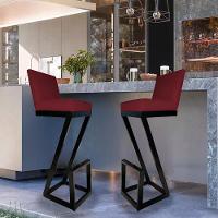 Banqueta Alta Z Base De Ferro Suede Marsala D'classe Decor - 5