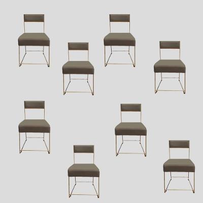 Kit 08 Cadeiras Atena Base De Ferro Maciço Dourada Suede Marrom Rato D'classe Decor