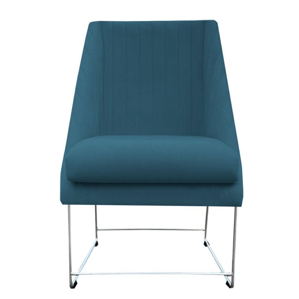 Kit 08 Cadeiras Ana Base De Ferro Prata Suede Azul Tiffany D'classe Decor - 2