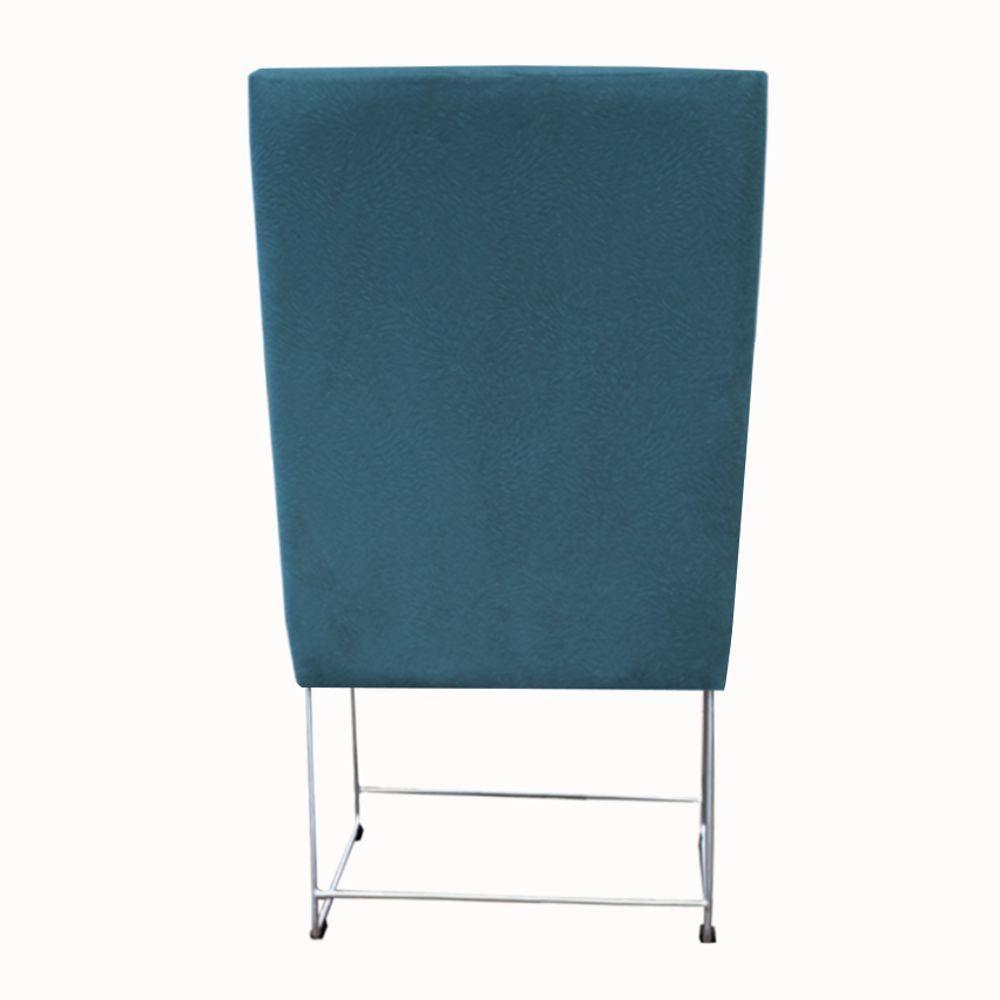 Kit 08 Cadeiras Ana Base De Ferro Prata Suede Azul Tiffany D'classe Decor - 5