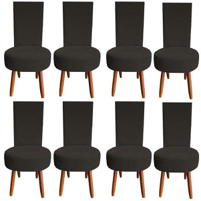 Kit 08 Cadeiras De Jantar Lisboa Sued Marrom D'classe Decor