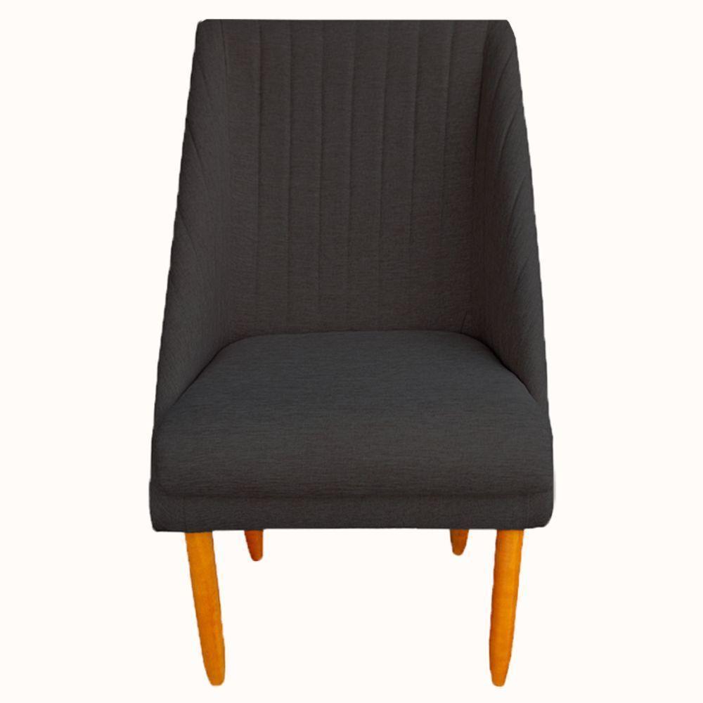 Kit 08 Cadeiras Para Sala De Jantar Ana Pés Palito Linho Grafite D'classe Decor - 2