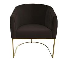 Poltrona Julia Com Base De Ferro Sala De Estar Escritório Recepção Clinica Suede Marrom D'classe Decor - 1