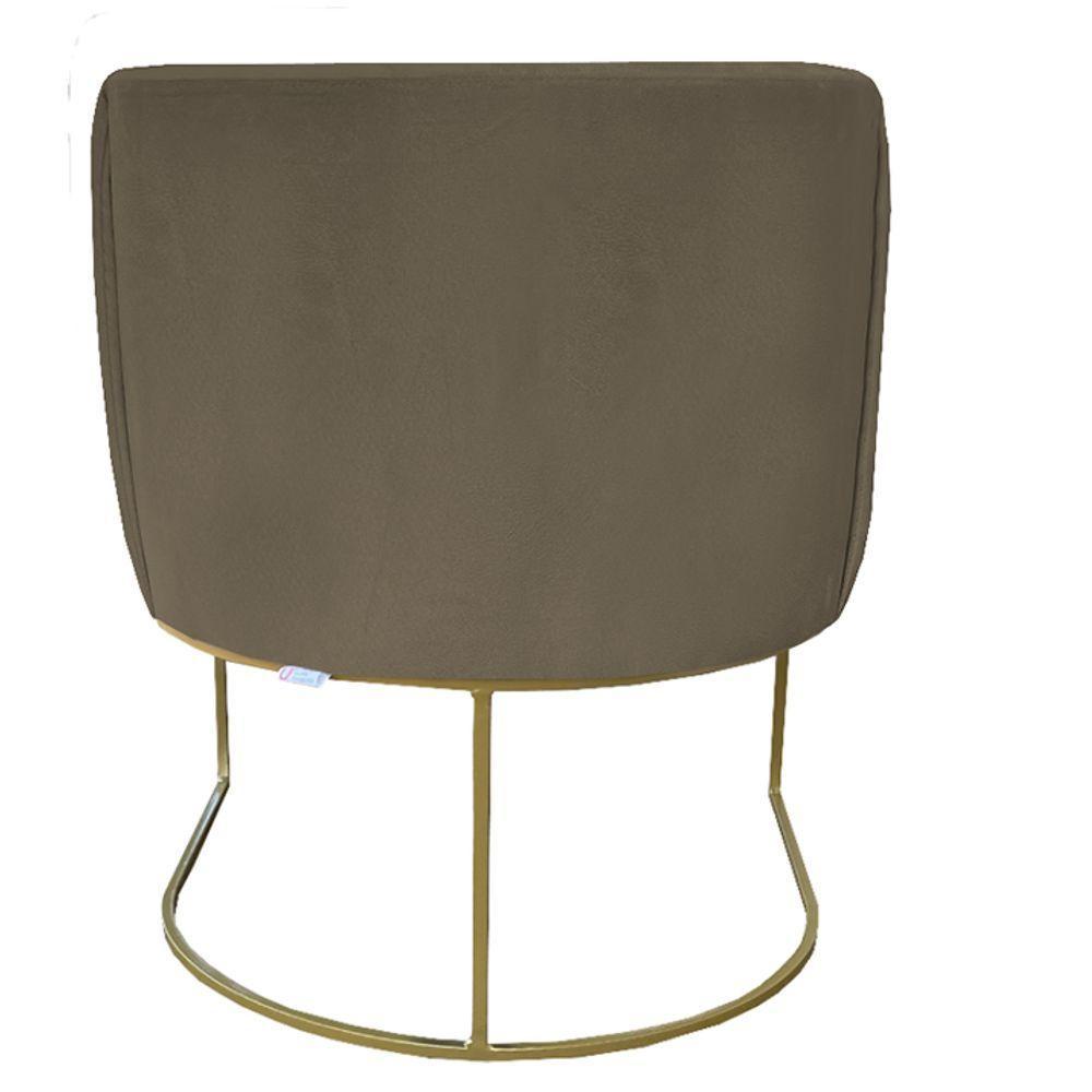 Poltrona Julia Com Base De Ferro Sala De Estar Escritório Recepção Clinica Suede Marrom Rato D'classe Decor - 4