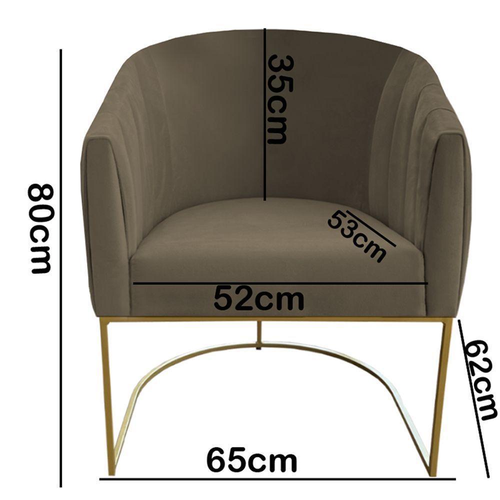 Poltrona Julia Com Base De Ferro Sala De Estar Escritório Recepção Clinica Suede Marrom Rato D'classe Decor - 5