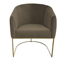 Poltrona Julia Com Base De Ferro Sala De Estar Escritório Recepção Clinica Suede Marrom Rato D'classe Decor - 1