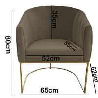 Poltrona Julia Com Base De Ferro Sala De Estar Escritório Recepção Clinica Suede Marrom Rato D'classe Decor - 5