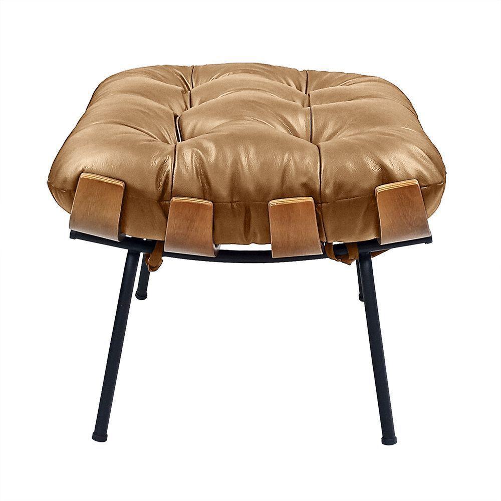 Poltrona Costela Com Puff Em Couro Legítimo - élpis Móveis Crystal Brown Encerado - 7