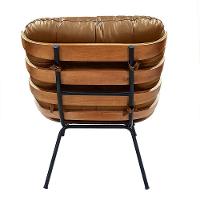 Poltrona Costela Com Puff Em Couro Legítimo - élpis Móveis Crystal Brown Encerado - 5