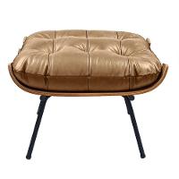 Poltrona Costela Com Puff Em Couro Legítimo - élpis Móveis Crystal Brown Encerado - 6