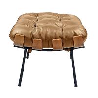 Poltrona Costela Com Puff Em Couro Legítimo - élpis Móveis Crystal Brown Encerado - 7