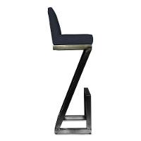 Kit 02 Banqueta Alta Z Base De Ferro Suede Azul Marinho D'classe Decor - 3