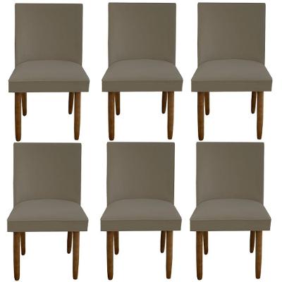 Kit 06 Cadeiras Para Sala De Jantar Tóquio Pés Palito Suede Marrom Rato D'classe Decor