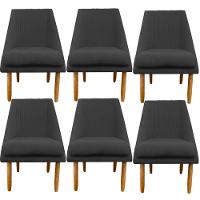 Kit 06 Cadeiras Para Sala De Jantar Ana Pés Palito Suede Grafite D'classe Decor - 1