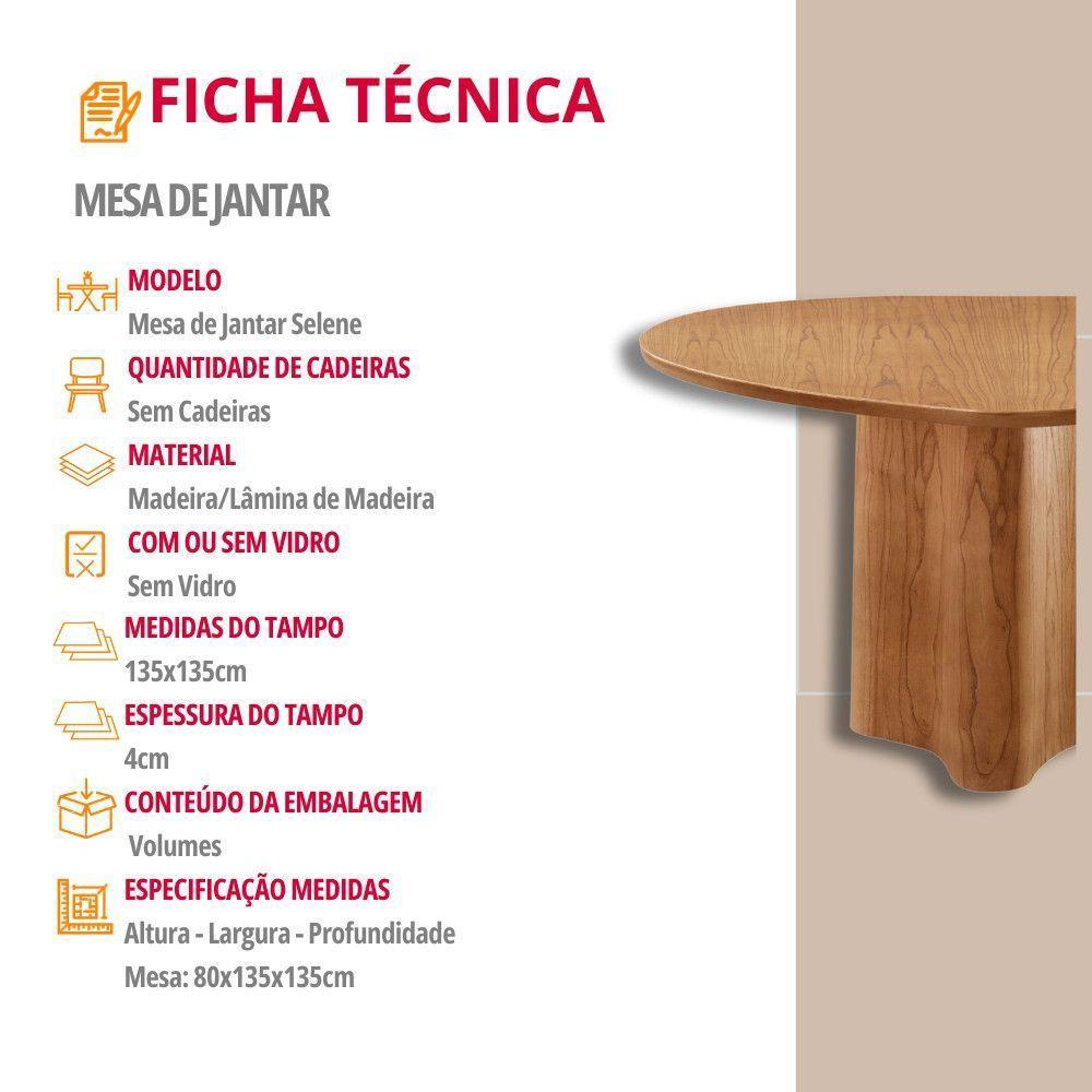 Mesa Selene 135cm Tampo Orgânico Laminado Moderna Mobília Cinamomo Imbuia Nat - 4