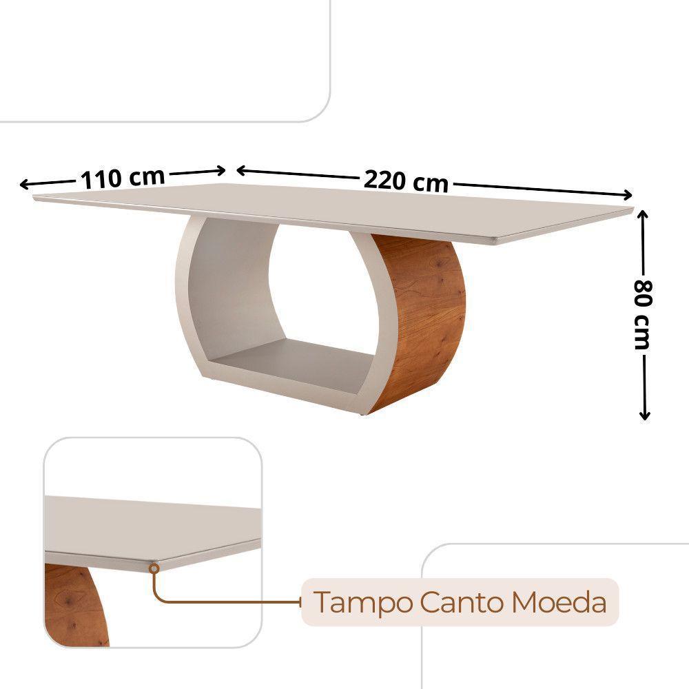 Sala De Jantar Mesa Ellis Com 8 Cadeiras Eva Premium Luna Off White Imbuia Nat - 5