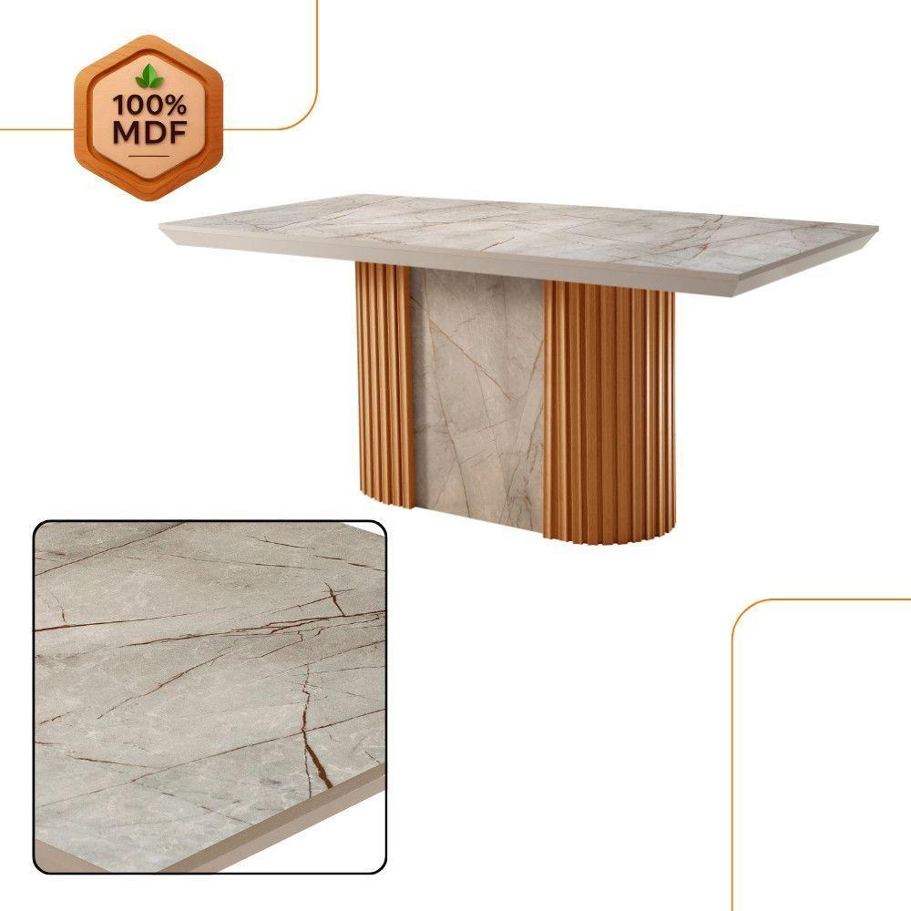 Mesa De Jantar Aspen 180cm Tampo Bp Canto Reto 6 Cad Eloise Tork Gris Royale Naturale - 5