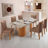 Mesa De Jantar Aspen 180cm Tampo Bp Canto Reto 6 Cad Eloise Tork Gris Royale Naturale - 1