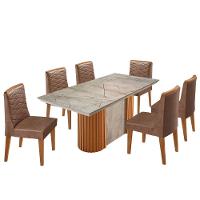 Mesa De Jantar Aspen 180cm Tampo Bp Canto Reto 6 Cad Eloise Tork Gris Royale Naturale - 2