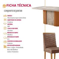 Mesa De Jantar Aspen 180cm Tampo Bp Canto Reto 6 Cad Eloise Tork Gris Royale Naturale - 6