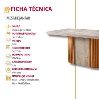Mesa De Jantar Aspen 180cm Tampo Bp Marmorizado Canto Reto Gris Royale Naturalle - 6