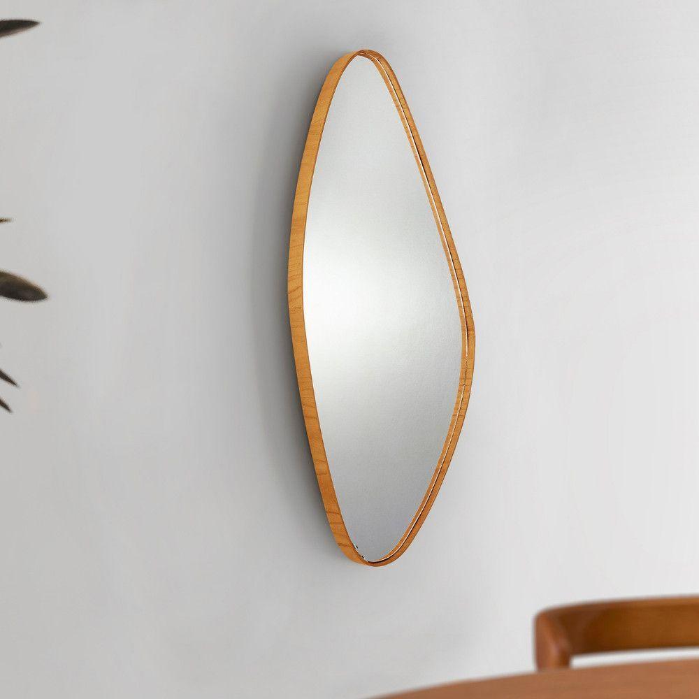 Espelho Decorativo Orgânico Aura 37x91cm Moderna Mobília Cinamomo Imbuia Nat - 1