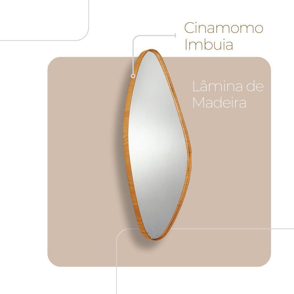 Espelho Decorativo Orgânico Aura 37x91cm Moderna Mobília Cinamomo Imbuia Nat - 4