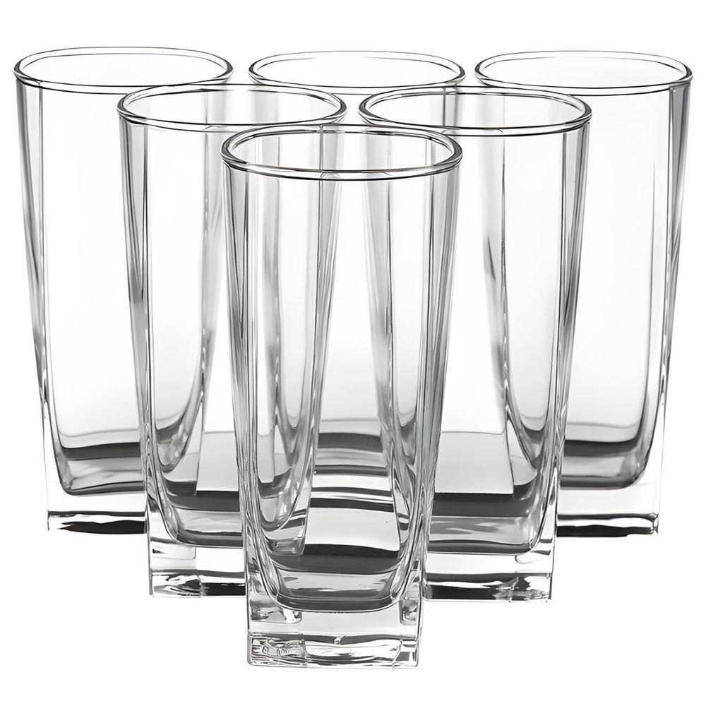 Jogo 6 Copos Quadrado Texas Vidro 320ml - Elegância e Versatilidade - 1