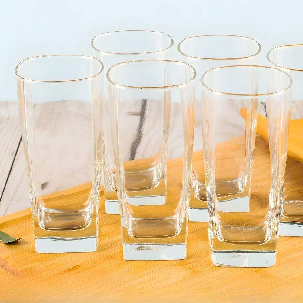 Jogo 6 Copos Quadrado Texas Vidro 320ml - Elegância e Versatilidade - 2