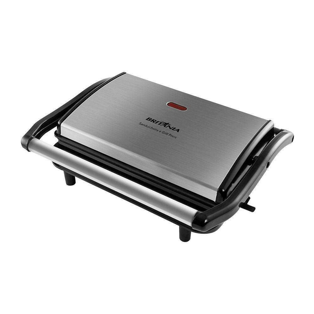 Grill E Sanduicheira Britânia Bgr27i Press 2 Em 1 Inox - Preto 220v - 1