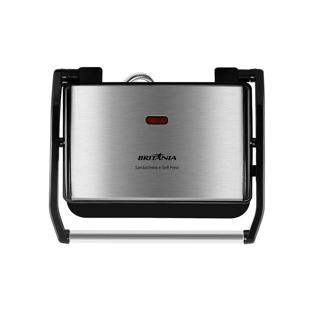 Grill E Sanduicheira Britânia Bgr27i Press 2 Em 1 Inox - Preto 220v - 2