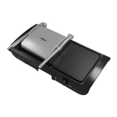 Grill Elétrico Philco PGR31 2 em 1 Inox Chapa Antiaderente Lisa e Ondulada 1500W Preto 110V