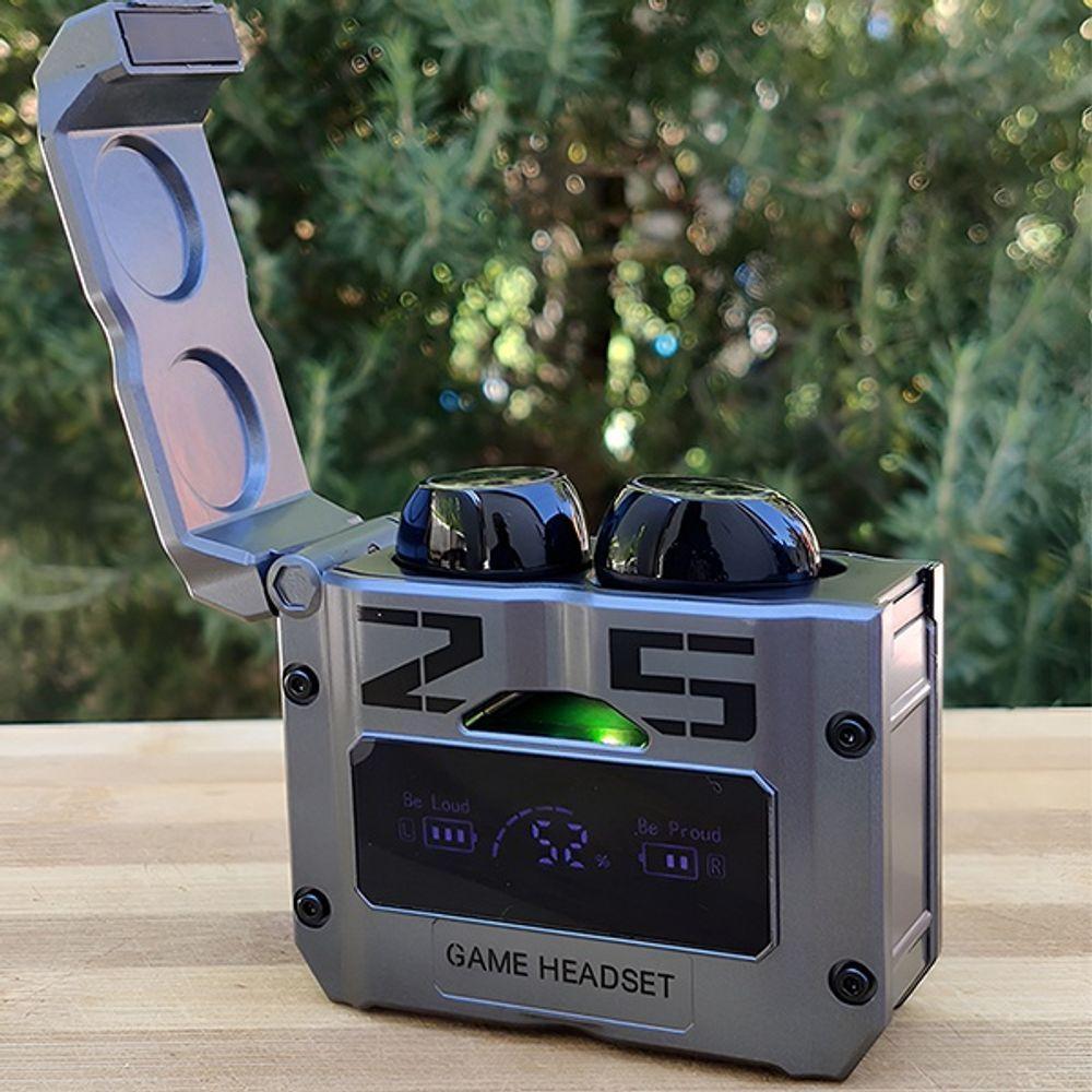 Fone De Ouvido M25 Bluetooth Wireless V5.3 Gamer Com Microfone E Display Led Power Bank - Prata - 3