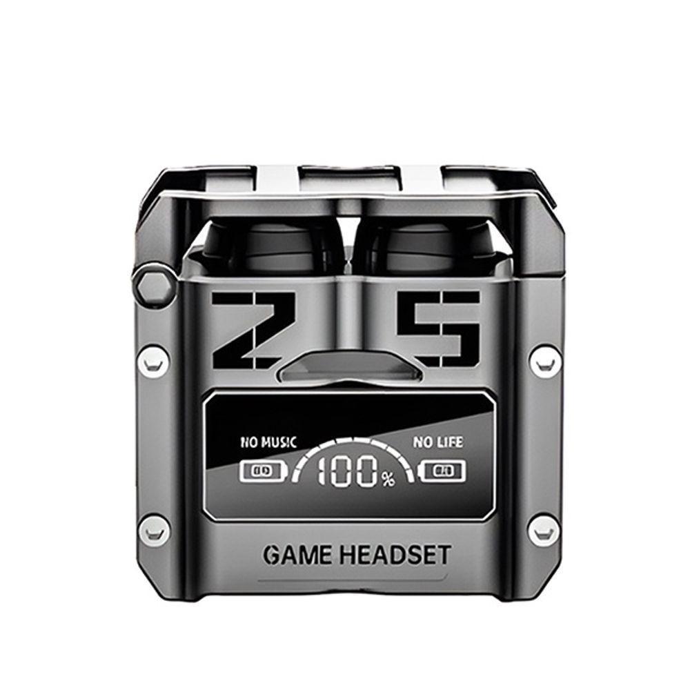 Fone De Ouvido M25 Bluetooth Wireless V5.3 Gamer Com Microfone E Display Led Power Bank - Prata - 5