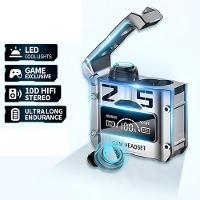 Fone De Ouvido M25 Bluetooth Wireless V5.3 Gamer Com Microfone E Display Led Power Bank - Prata - 2