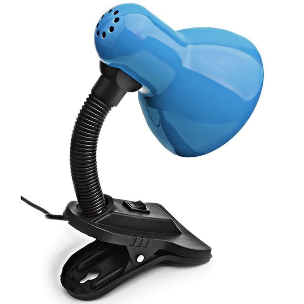 Luminária De Mesa Com Presilha Articulada Azul Entrada E27 Bivolt Para Escritório - 1