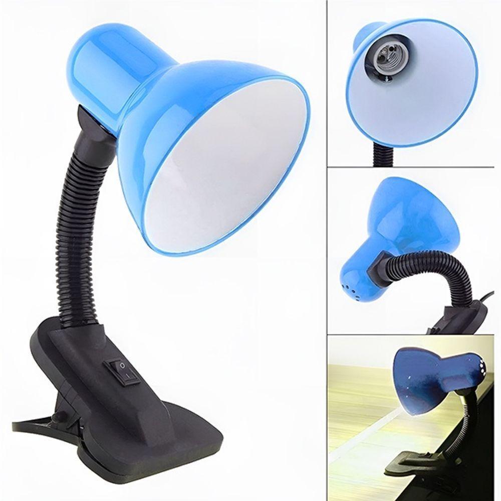 Luminária De Mesa Com Presilha Articulada Azul Entrada E27 Bivolt Para Escritório - 2