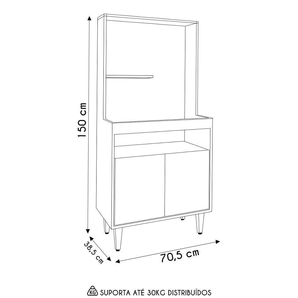 Armário De Cozinha 2 Portas Cantinho Do Café 70cm Bella M24 Branco - Mpozenato - 4