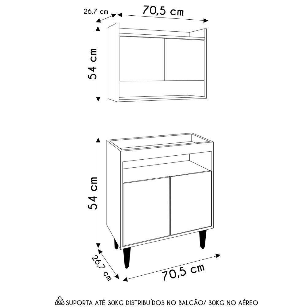 Armário Aéreo Ceci E Balcão Aparador Buffet Lice Z34 Preto-freijó - Mpozenato - 3